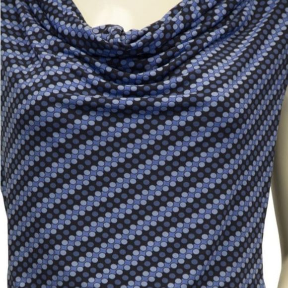 MICHAEL Michael Kors -- The Floaters Blue Fitted Cowl Neck Sleeveless Blouse - Picture 4 of 8